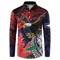 American Samoa Bald Eagle Personalized Button Sweatshirt Samoa Muamua Le Atua