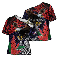 American Samoa Bald Eagle Personalized Cross Shoulder Shirt Samoa Muamua Le Atua - Polynesian Pride