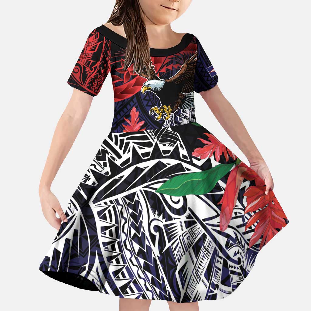American Samoa Bald Eagle Personalized Family Matching Mermaid Dress and Hawaiian Shirt Samoa Muamua Le Atua