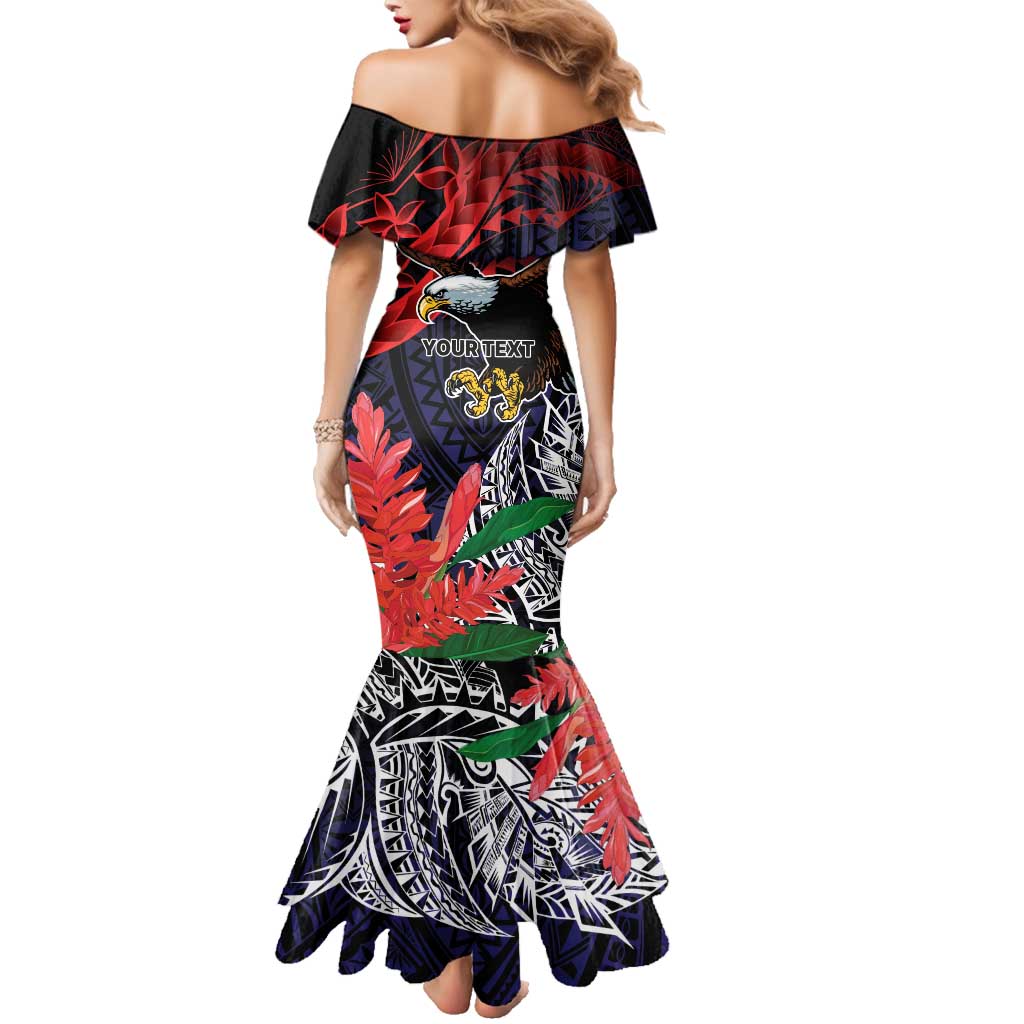 American Samoa Bald Eagle Personalized Family Matching Mermaid Dress and Hawaiian Shirt Samoa Muamua Le Atua