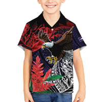 American Samoa Bald Eagle Personalized Family Matching Off The Shoulder Long Sleeve Dress and Hawaiian Shirt Samoa Muamua Le Atua