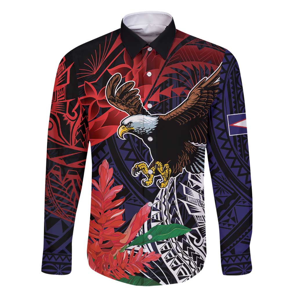 American Samoa Bald Eagle Personalized Family Matching Off Shoulder Maxi Dress and Hawaiian Shirt Samoa Muamua Le Atua