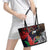 American Samoa Bald Eagle Personalized Leather Tote Bag Samoa Muamua Le Atua