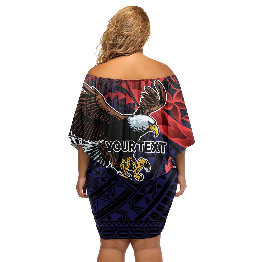 American Samoa Bald Eagle Personalized Off Shoulder Short Dress Samoa Muamua Le Atua