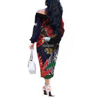 American Samoa Bald Eagle Personalized Off The Shoulder Long Sleeve Dress Samoa Muamua Le Atua