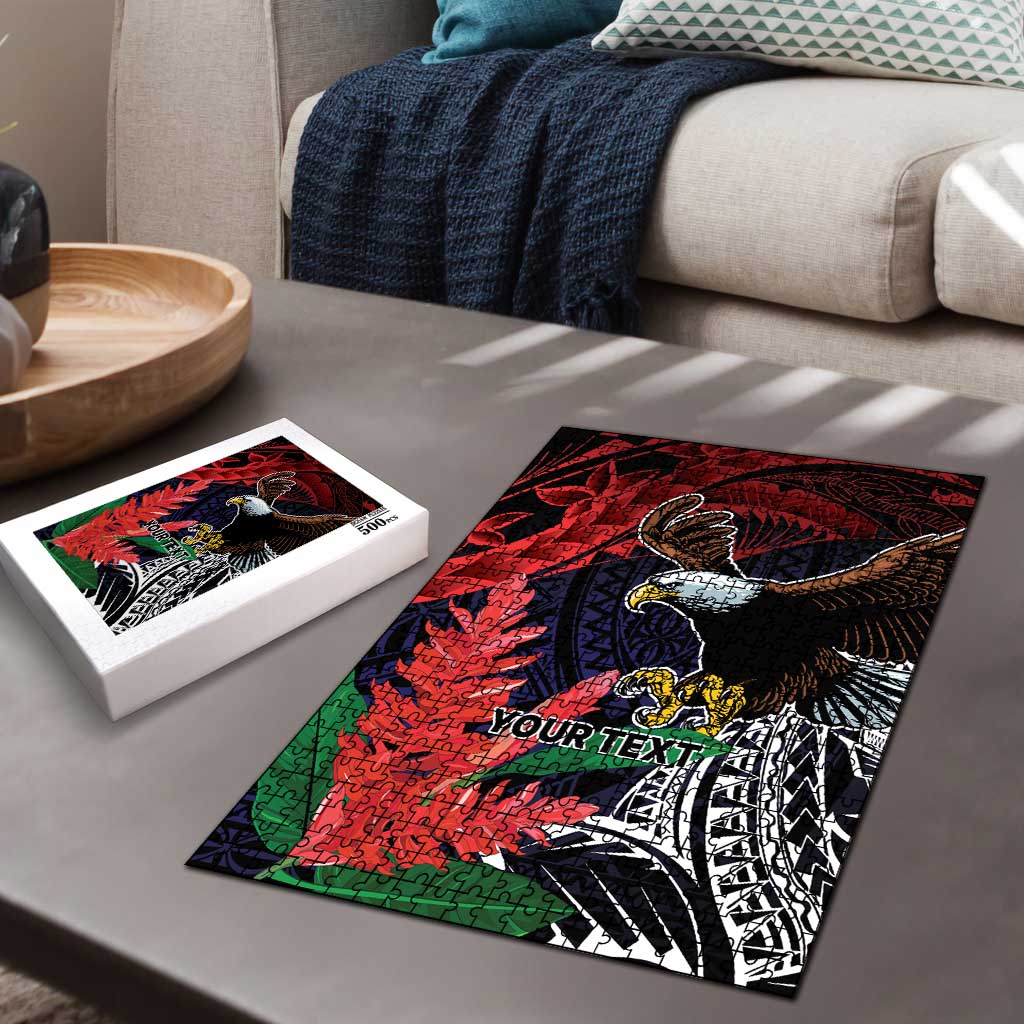 American Samoa Bald Eagle Personalized Puzzle Samoa Muamua Le Atua - Polynesian Pride