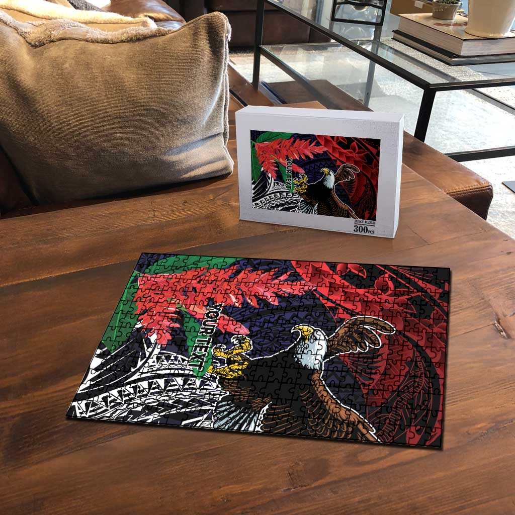 American Samoa Bald Eagle Personalized Puzzle Samoa Muamua Le Atua - Polynesian Pride