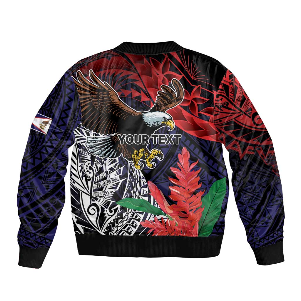 American Samoa Bald Eagle Personalized Sleeve Zip Bomber Jacket Samoa Muamua Le Atua