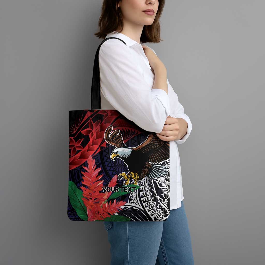 American Samoa Bald Eagle Personalized Tote Bag Samoa Muamua Le Atua - Polynesian Pride