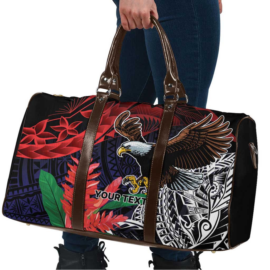 American Samoa Bald Eagle Personalized Travel Bag Samoa Muamua Le Atua - Polynesian Pride