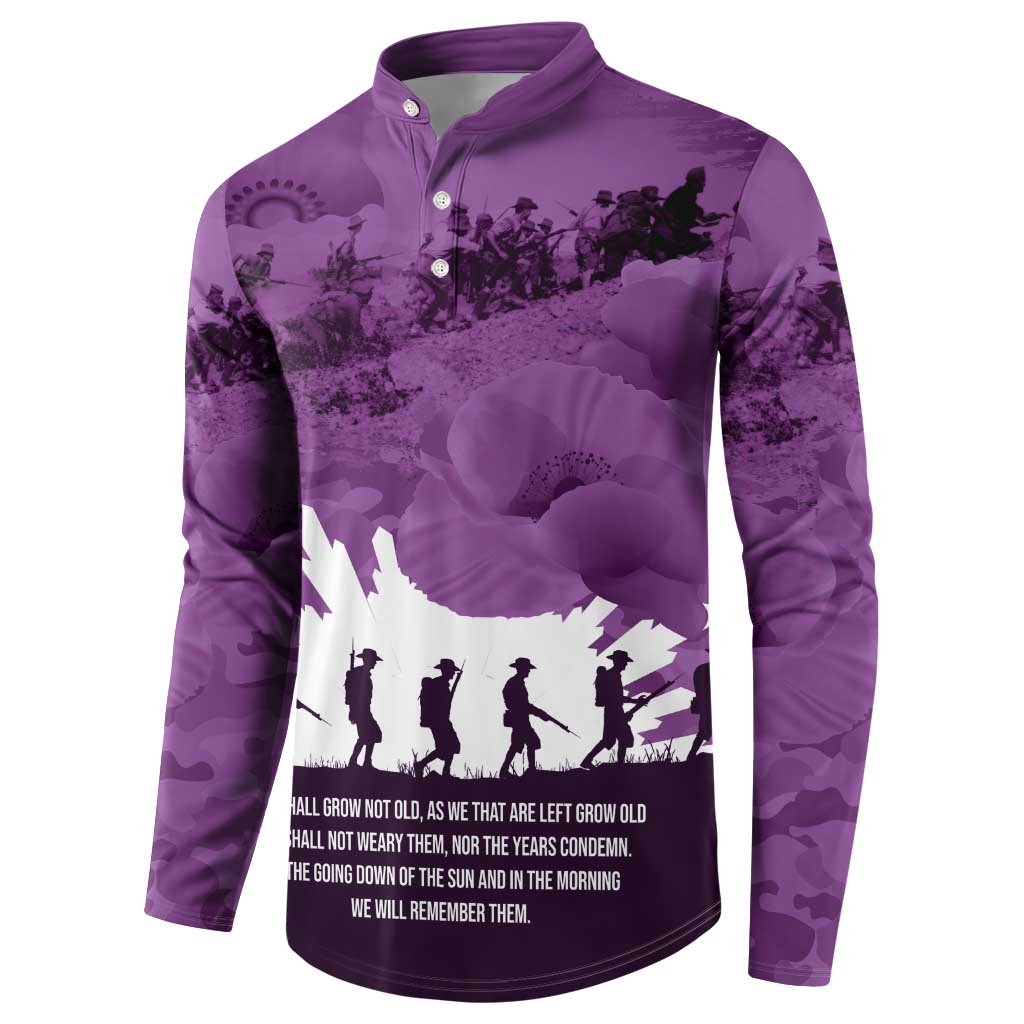 Anzac Day Gallipoli Personalised Button Sweatshirt Purple Poppy Flowers