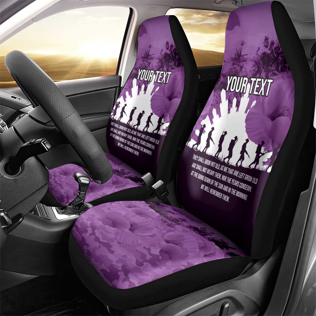 Anzac Day Gallipoli Personalised Car Seat Cover Purple Poppy Flowers