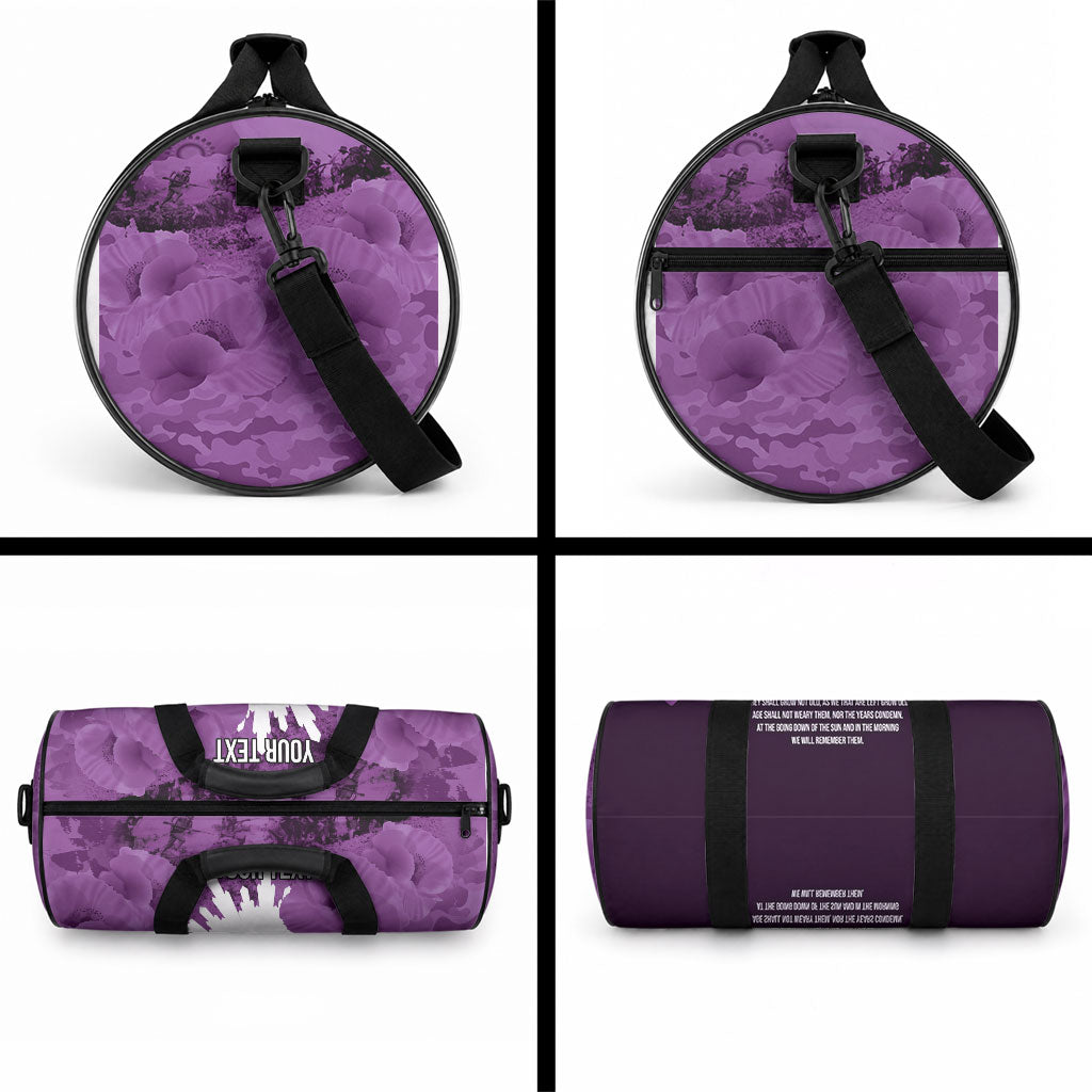 Anzac Day Gallipoli Personalised Duffle Bag Purple Poppy Flowers LT9 - Polynesian Pride
