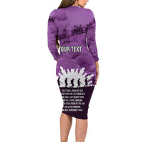 Anzac Day Gallipoli Personalised Family Matching Long Sleeve Bodycon Dress and Hawaiian Shirt Purple Poppy Flowers LT9 - Polynesian Pride