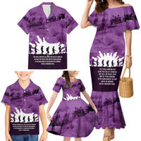 Anzac Day Gallipoli Personalised Family Matching Mermaid Dress and Hawaiian Shirt Purple Poppy Flowers LT9 - Polynesian Pride