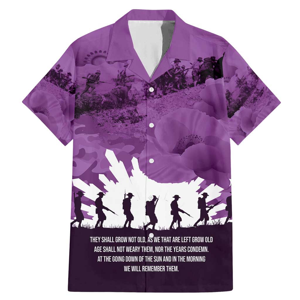 Anzac Day Gallipoli Personalised Family Matching Mermaid Dress and Hawaiian Shirt Purple Poppy Flowers LT9 Dad's Shirt - Short Sleeve Purple - Polynesian Pride