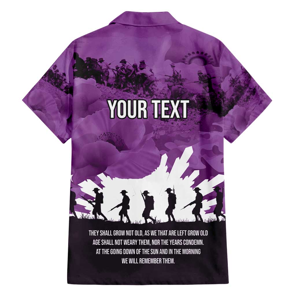 Anzac Day Gallipoli Personalised Family Matching Off Shoulder Maxi Dress and Hawaiian Shirt Purple Poppy Flowers LT9 - Polynesian Pride