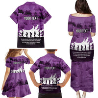 Anzac Day Gallipoli Personalised Family Matching Puletasi and Hawaiian Shirt Purple Poppy Flowers LT9 - Polynesian Pride