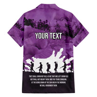 Anzac Day Gallipoli Personalised Family Matching Short Sleeve Bodycon Dress and Hawaiian Shirt Purple Poppy Flowers LT9 - Polynesian Pride