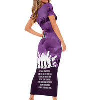 Anzac Day Gallipoli Personalised Family Matching Short Sleeve Bodycon Dress and Hawaiian Shirt Purple Poppy Flowers LT9 - Polynesian Pride