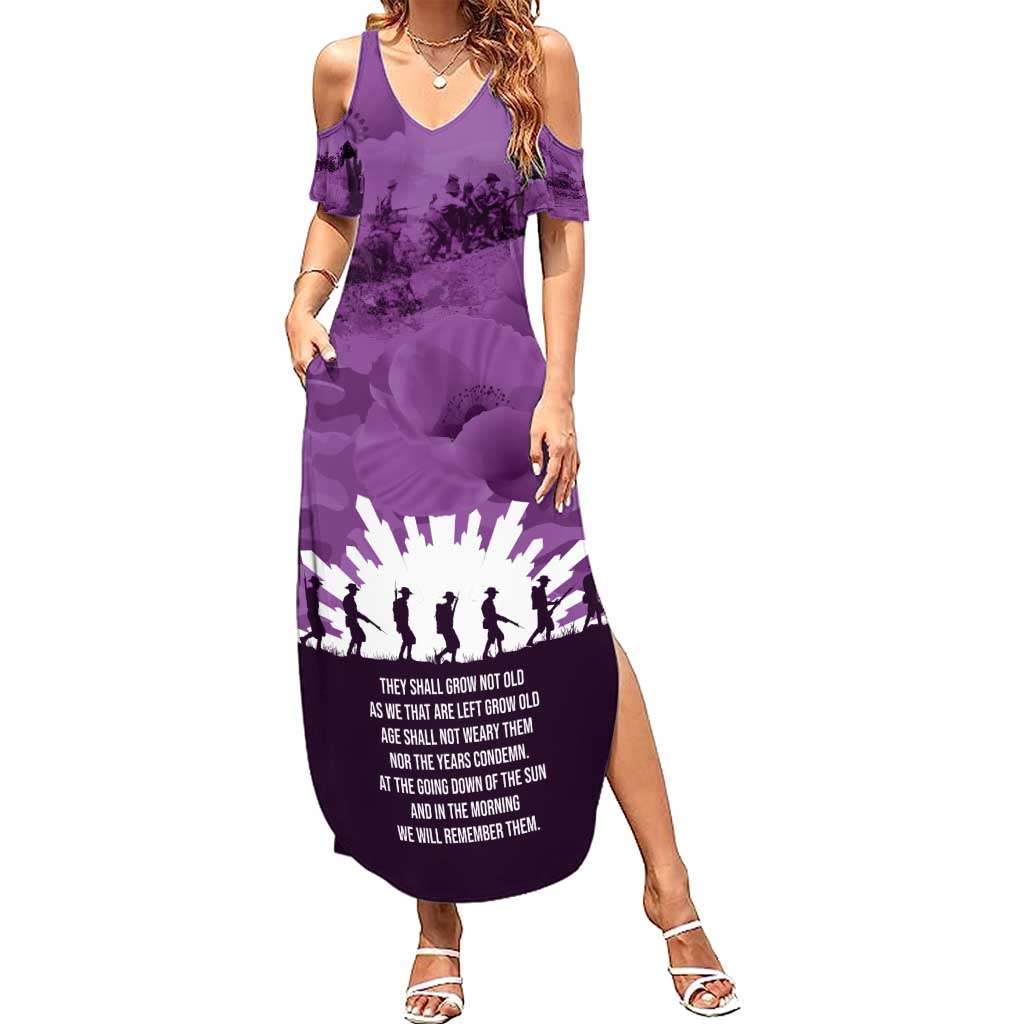 Anzac Day Gallipoli Personalised Family Matching Summer Maxi Dress and Hawaiian Shirt Purple Poppy Flowers LT9 Mom's Dress Purple - Polynesian Pride