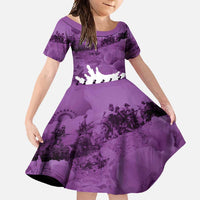 Anzac Day Gallipoli Personalised Family Matching Tank Maxi Dress and Hawaiian Shirt Purple Poppy Flowers LT9 Daughter's Dress Purple - Polynesian Pride