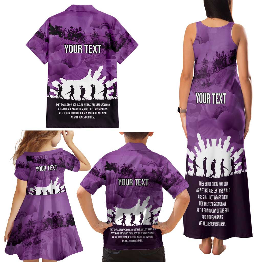 Anzac Day Gallipoli Personalised Family Matching Tank Maxi Dress and Hawaiian Shirt Purple Poppy Flowers LT9 - Polynesian Pride