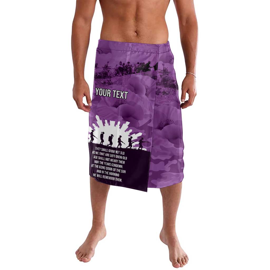 Anzac Day Gallipoli Personalised Lavalava Purple Poppy Flowers