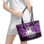 Anzac Day Gallipoli Personalised Leather Tote Bag Purple Poppy Flowers