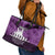Anzac Day Gallipoli Personalised Leather Tote Bag Purple Poppy Flowers