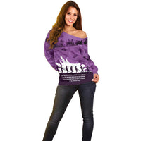 Anzac Day Gallipoli Personalised Off Shoulder Sweater Purple Poppy Flowers