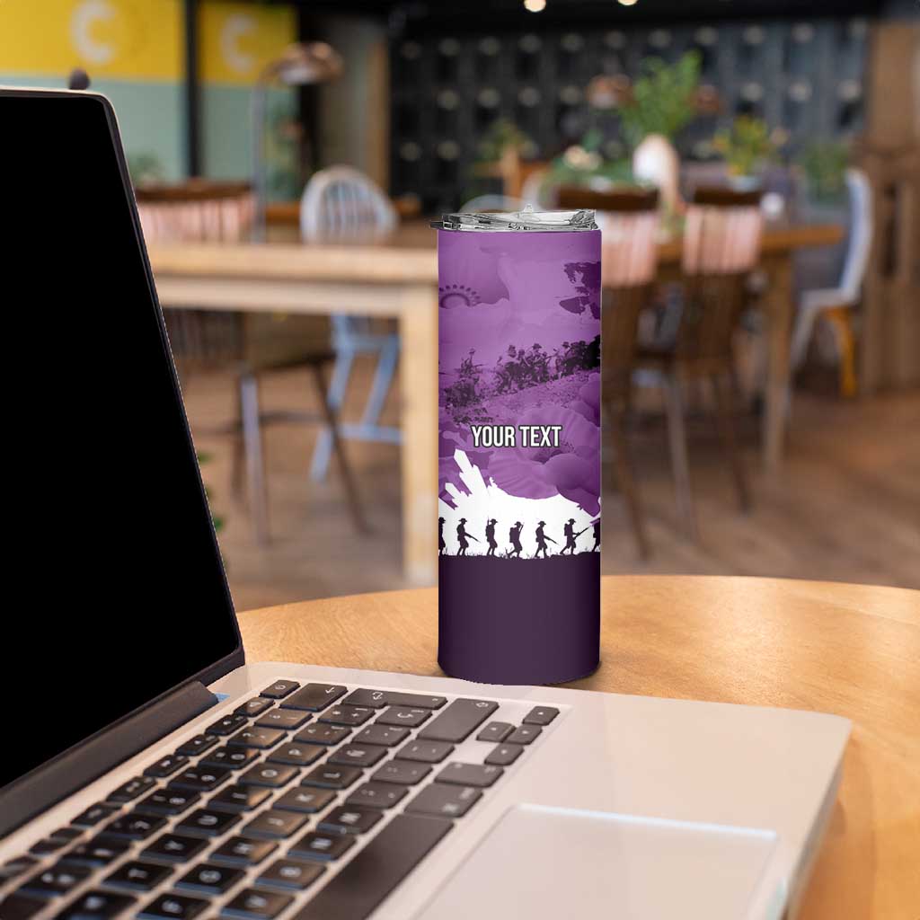 Anzac Day Gallipoli Personalised Skinny Tumbler Purple Poppy Flowers