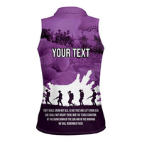 Anzac Day Gallipoli Personalised Women Sleeveless Polo Shirt Purple Poppy Flowers