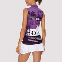 Anzac Day Gallipoli Personalised Women Sleeveless Polo Shirt Purple Poppy Flowers