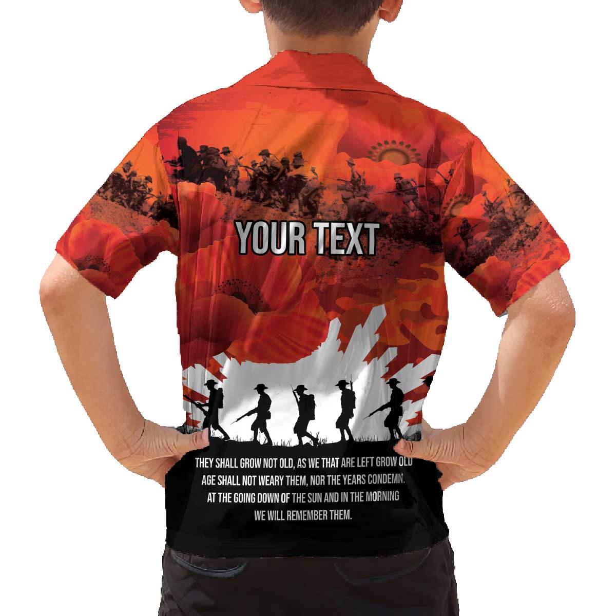 Anzac Day Gallipoli Personalised Family Matching Off The Shoulder Long Sleeve Dress and Hawaiian Shirt Red Poppy Flowers LT9 - Polynesian Pride