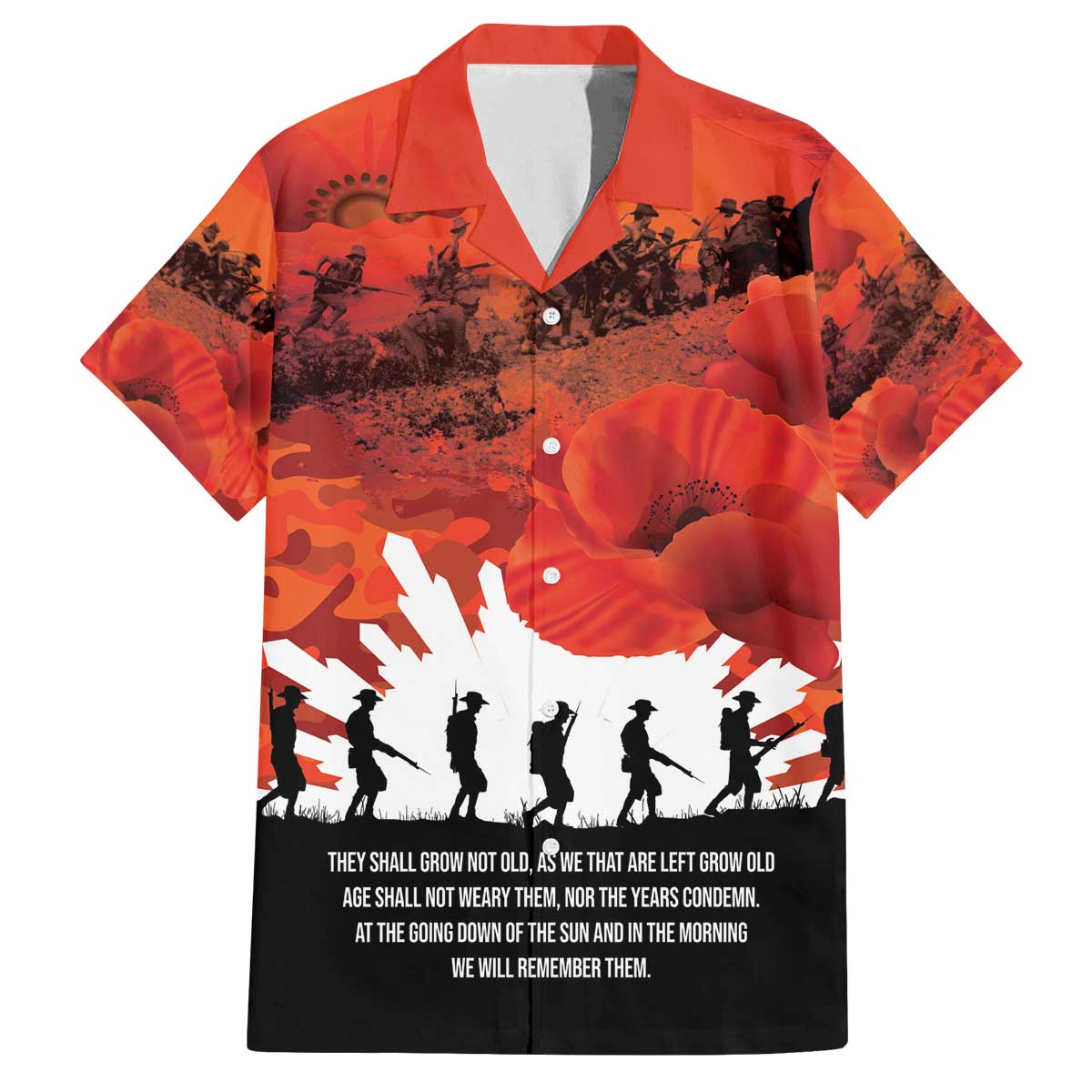 Anzac Day Gallipoli Personalised Family Matching Off The Shoulder Long Sleeve Dress and Hawaiian Shirt Red Poppy Flowers LT9 Dad's Shirt - Short Sleeve Red - Polynesian Pride