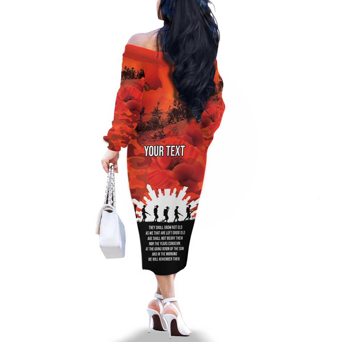 Anzac Day Gallipoli Personalised Family Matching Off The Shoulder Long Sleeve Dress and Hawaiian Shirt Red Poppy Flowers LT9 - Polynesian Pride