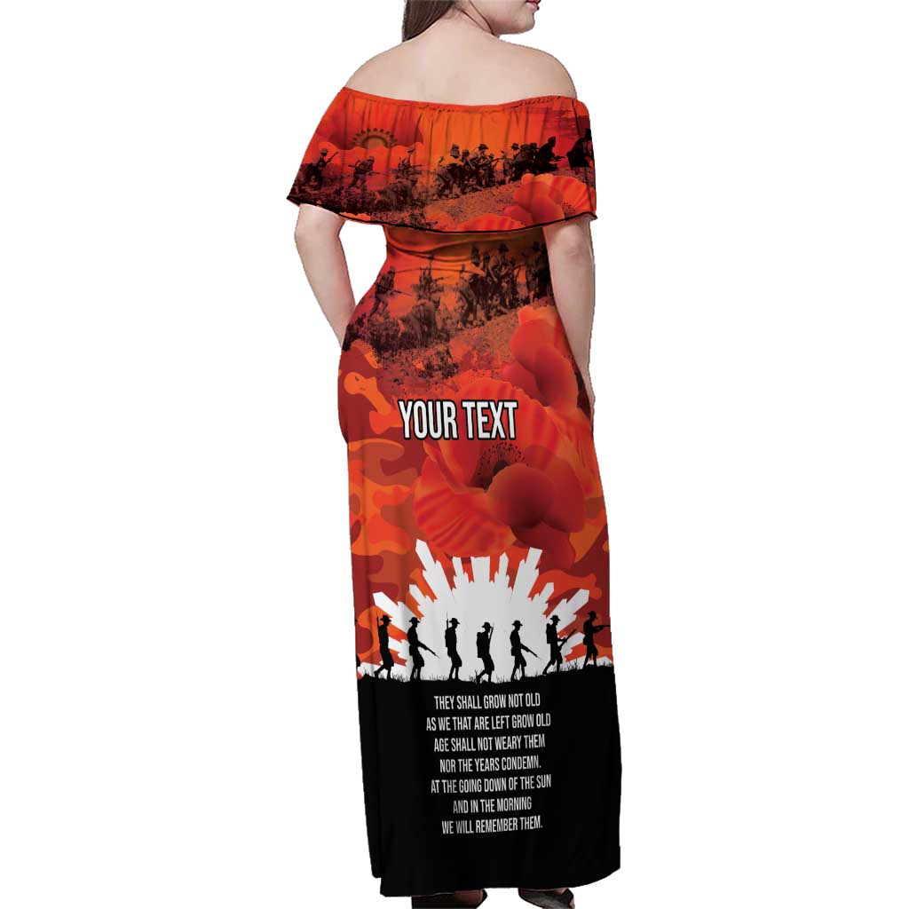 Anzac Day Gallipoli Personalised Family Matching Off Shoulder Maxi Dress and Hawaiian Shirt Red Poppy Flowers LT9 - Polynesian Pride
