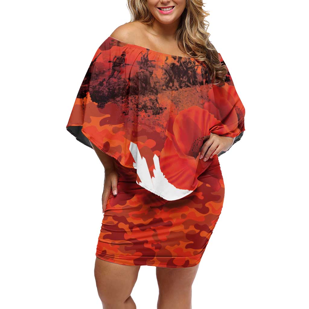 Anzac Day Gallipoli Personalised Family Matching Off Shoulder Short Dress and Hawaiian Shirt Red Poppy Flowers LT9 Mom's Dress Red - Polynesian Pride