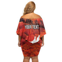 Anzac Day Gallipoli Personalised Family Matching Off Shoulder Short Dress and Hawaiian Shirt Red Poppy Flowers LT9 - Polynesian Pride