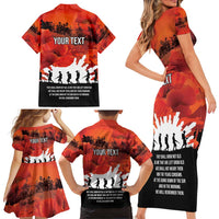 Anzac Day Gallipoli Personalised Family Matching Short Sleeve Bodycon Dress and Hawaiian Shirt Red Poppy Flowers LT9 - Polynesian Pride