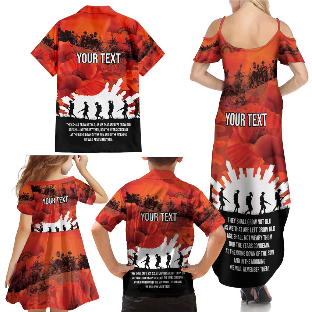 Anzac Day Gallipoli Personalised Family Matching Summer Maxi Dress and Hawaiian Shirt Red Poppy Flowers LT9 - Polynesian Pride