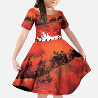 Anzac Day Gallipoli Personalised Family Matching Tank Maxi Dress and Hawaiian Shirt Red Poppy Flowers LT9 Daughter's Dress Red - Polynesian Pride