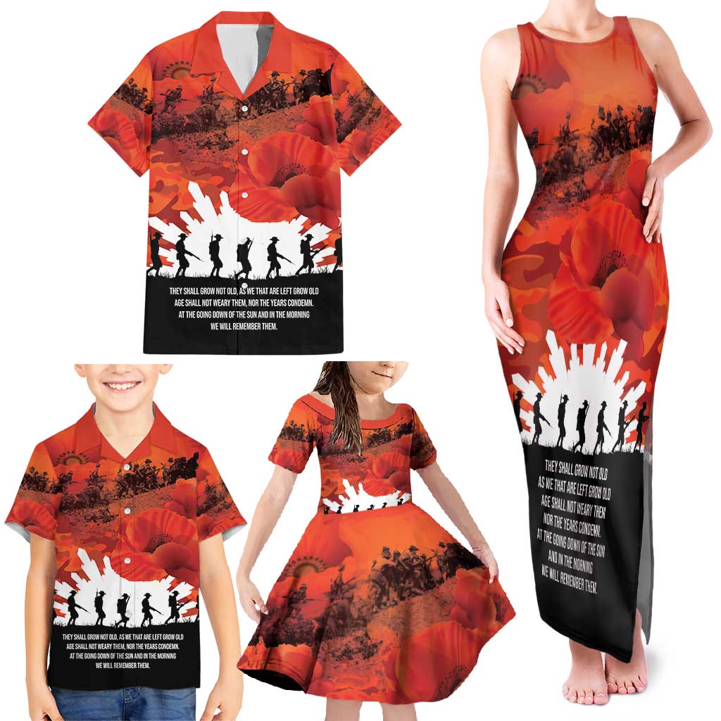 Anzac Day Gallipoli Personalised Family Matching Tank Maxi Dress and Hawaiian Shirt Red Poppy Flowers LT9 - Polynesian Pride