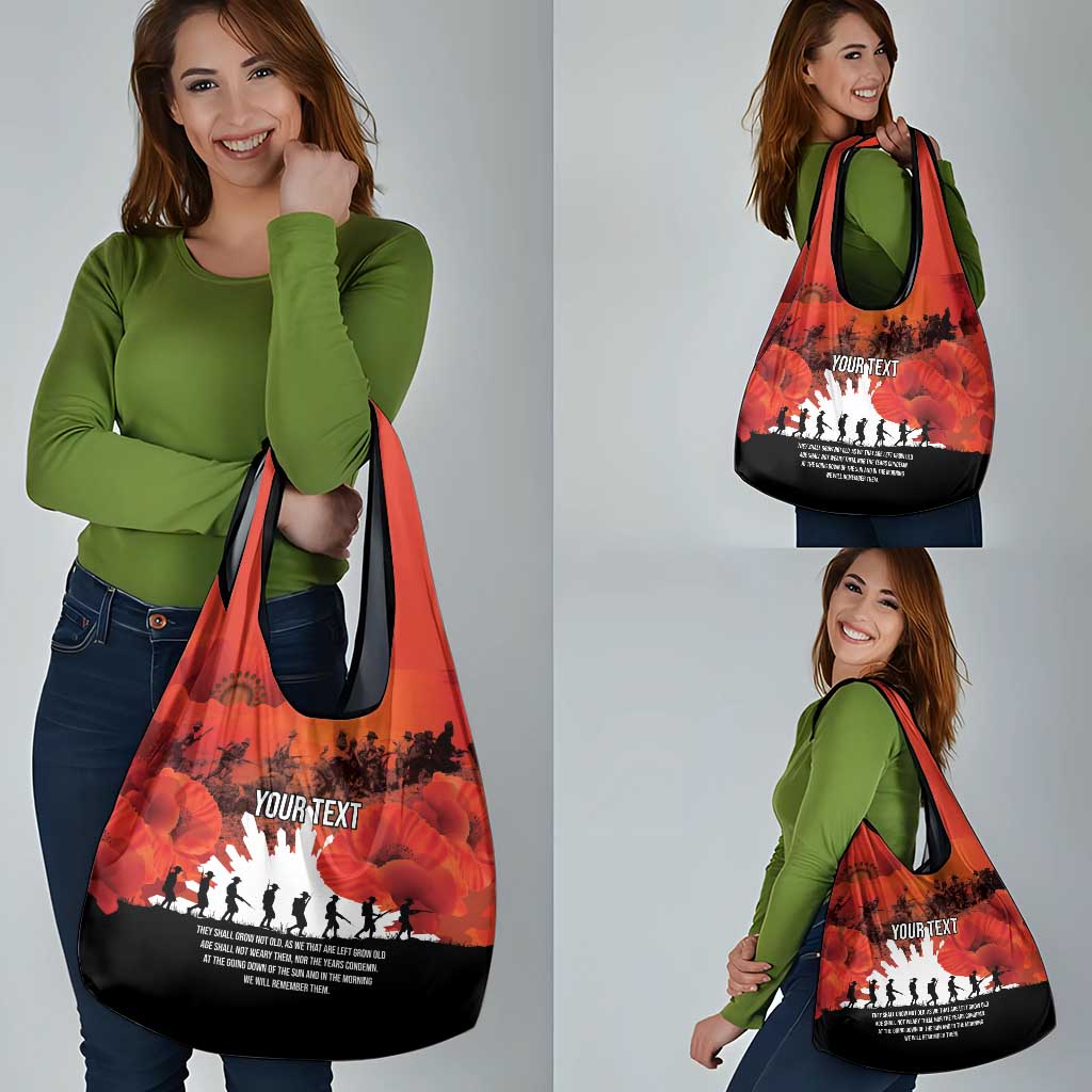 Anzac Day Gallipoli Personalised Grocery Bag Red Poppy Flowers