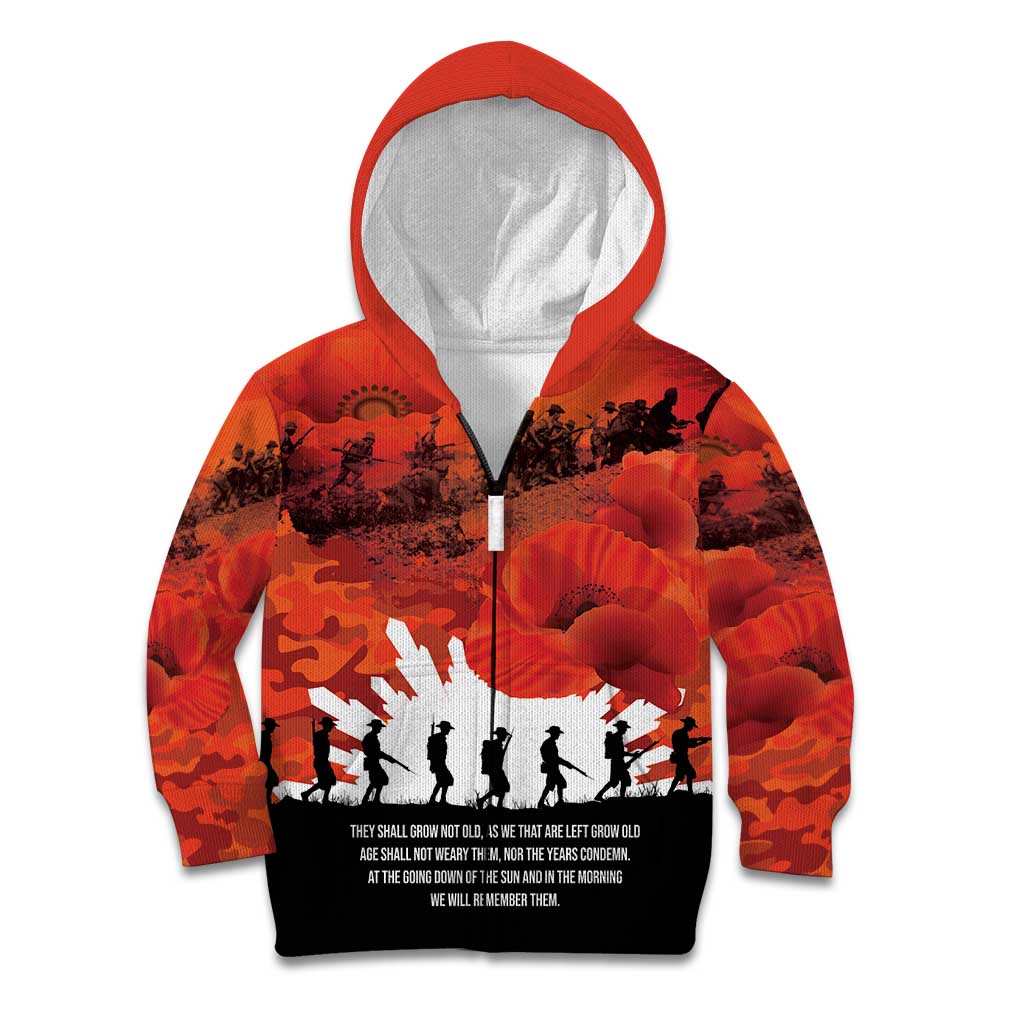 Anzac Day Gallipoli Personalised Kid Hoodie Red Poppy Flowers LT9 Zip Hoodie Red - Polynesian Pride