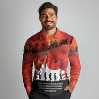 Anzac Day Gallipoli Personalised Long Sleeve Polo Shirt Red Poppy Flowers