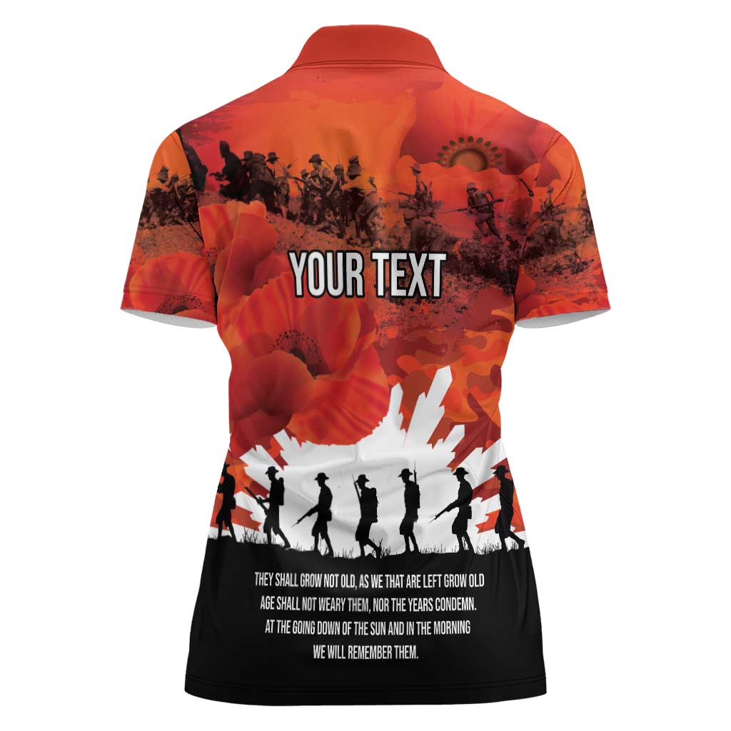 Anzac Day Gallipoli Personalised Women Polo Shirt Red Poppy Flowers LT9 - Polynesian Pride