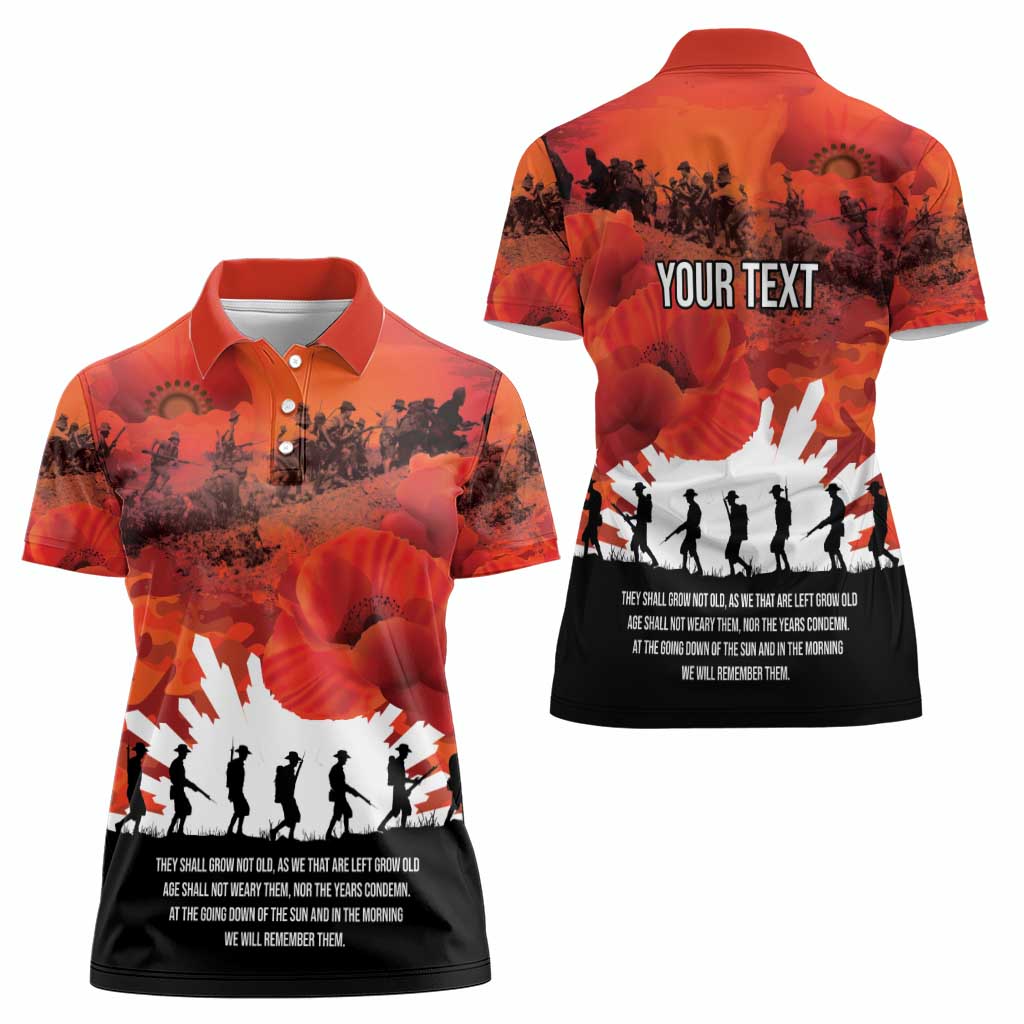 Anzac Day Gallipoli Personalised Women Polo Shirt Red Poppy Flowers LT9 - Polynesian Pride
