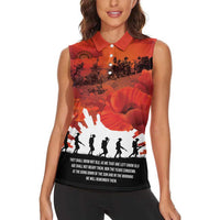 Anzac Day Gallipoli Personalised Women Sleeveless Polo Shirt Red Poppy Flowers